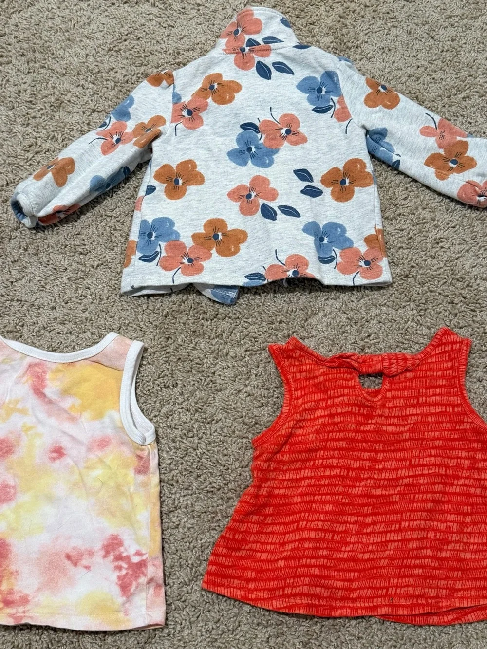 Child of Mine Old Navy Baby Girl 12M 3pc Cotton Floral Tie-Dye Tops